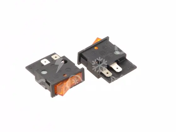vypínač kolébkový jednoduchý, 12,5 x 35 mm, 16A, oranžový, (0/I)